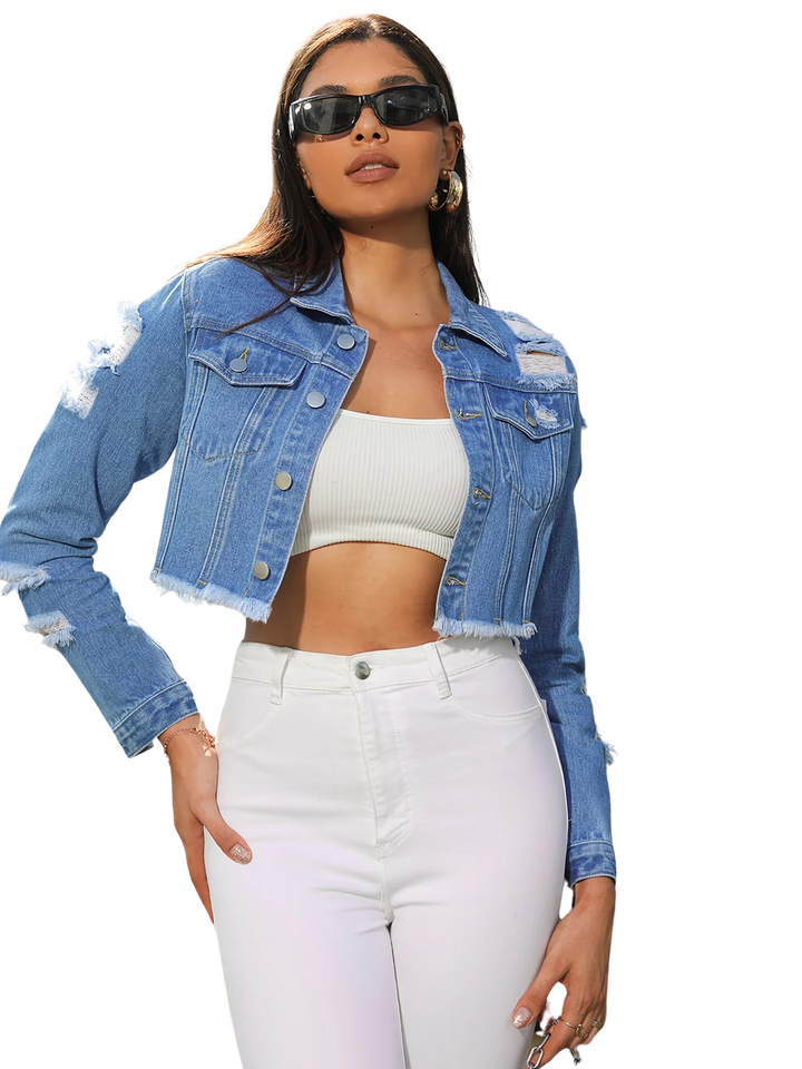 Sharon | Ripped denim jacket